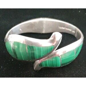 Sterling Silver Green Malachite Cuff Bracelet